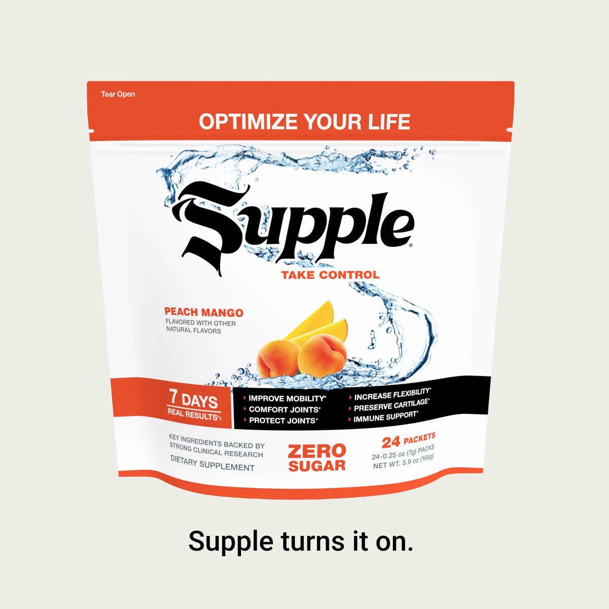 Supple Drink Instant glucosamine chondroitin joint supplements in a sugar-free drink mix with Boswellia AKBA. Supple turns it on.