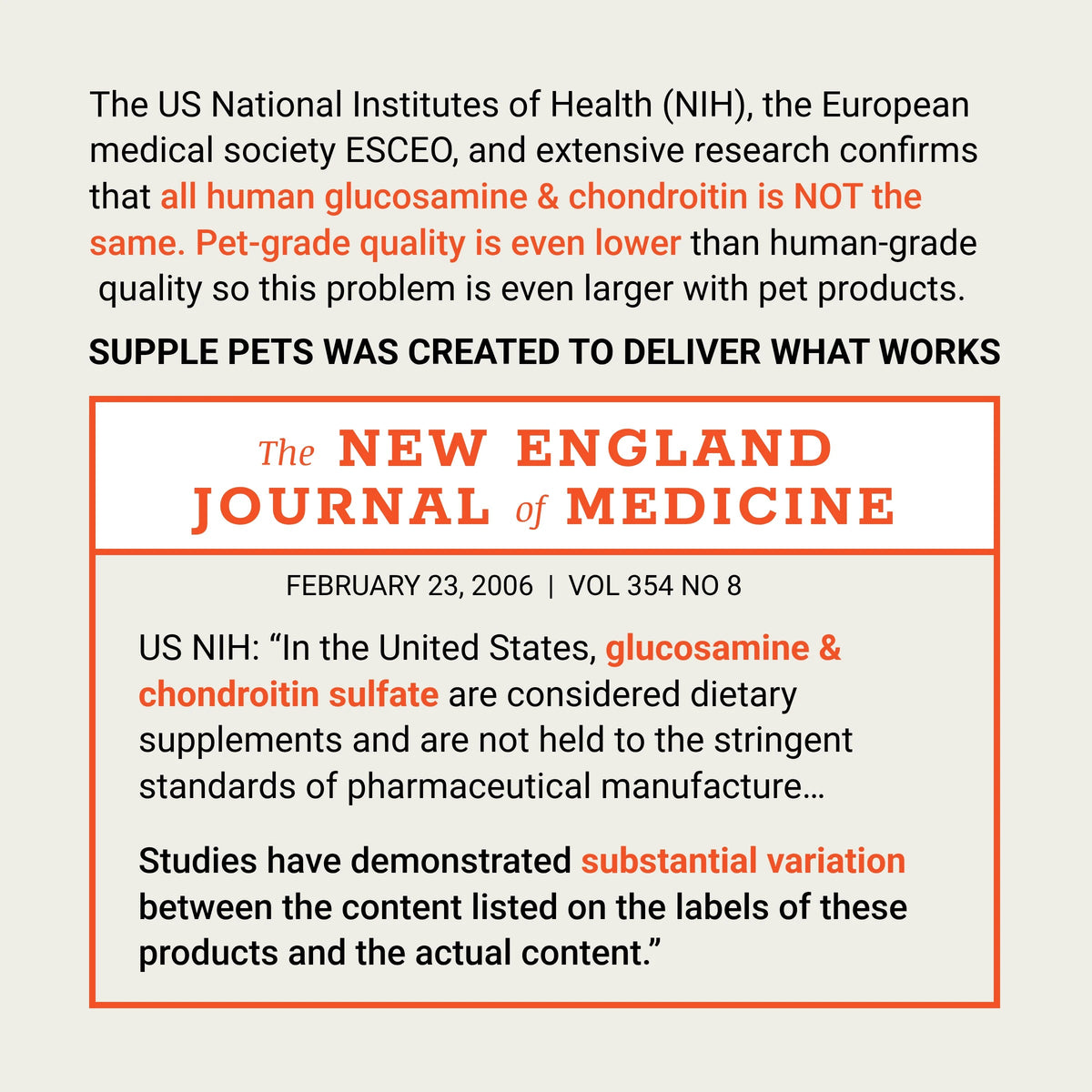 Supple Pets dog joint supplements explain why glucosamine and chondroitin quality matters and why pet-grade ingredient quality can vary.