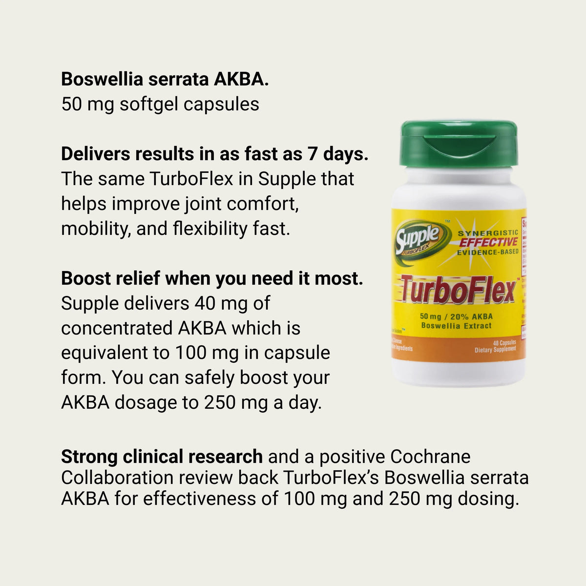 Supple TurboFlex joint support supplements with Boswellia AKBA for joint support and use alongside joint health supplements.