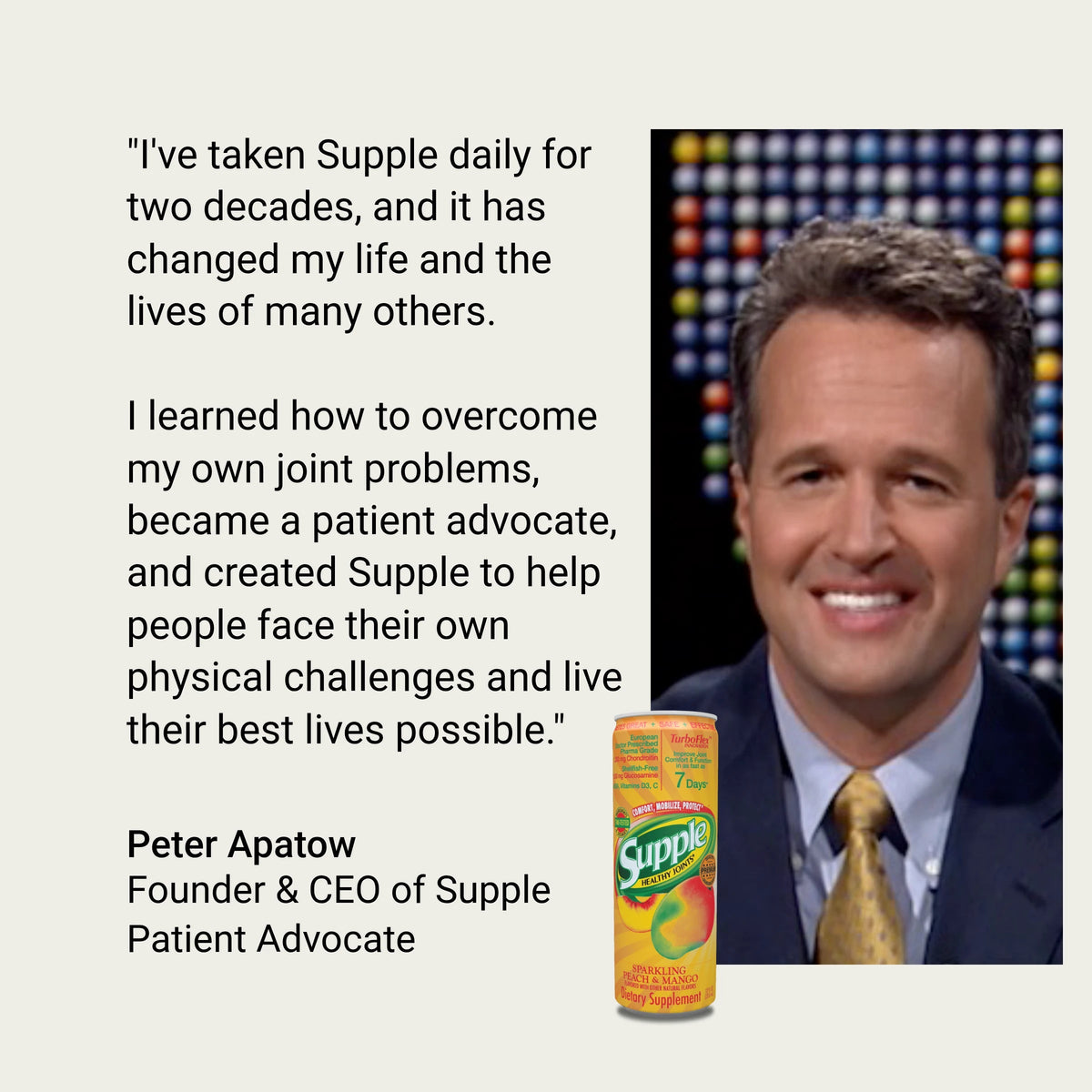 Supple joint drink founder story about joint support, a joint drink and the mission behind joint health supplements.