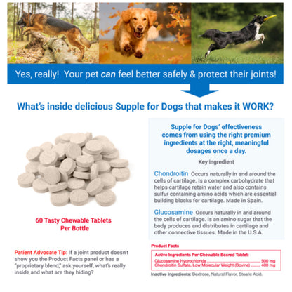 Supple Pets Hip & Joint Care Chews - Dog Joint Supplement for Comfort, Mobility and Flexibility