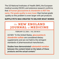 Supple Pets dog joint supplements explain why glucosamine and chondroitin quality matters and why pet-grade ingredient quality can vary.